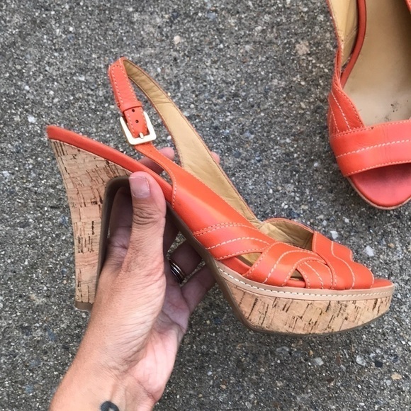 Nine West Presidayo orange cork stiletto - Picture 2 of 6